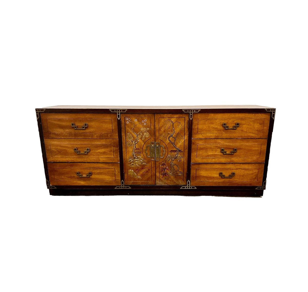 Vintage Bassett Furniture Co. Chinoiserie Credenza Available for Custom Lacquer - Hibiscus House