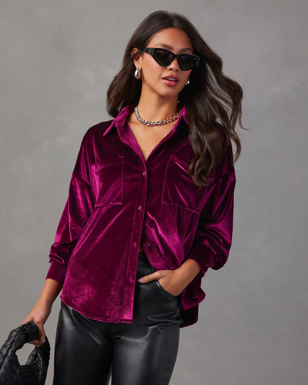 Magical Wonder Velvet Button Down Top