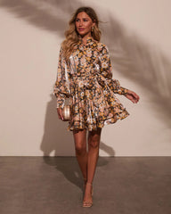 Prairie Kisses Floral Waist Tie Mini Dress