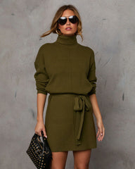 Marsella Tie Waist Mini Sweater Dress
