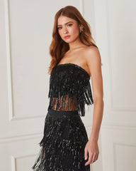 Tazzy Sequin Fringe Crop Top