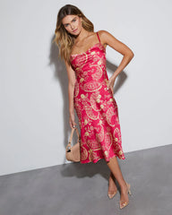 Destination Wedding Cowl Neck Slip Midi Dress