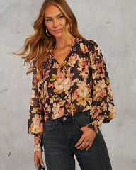 Jeannine Floral Neck Tie Top