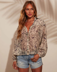 Doris Floral Print Long Sleeve Oversized Blouse