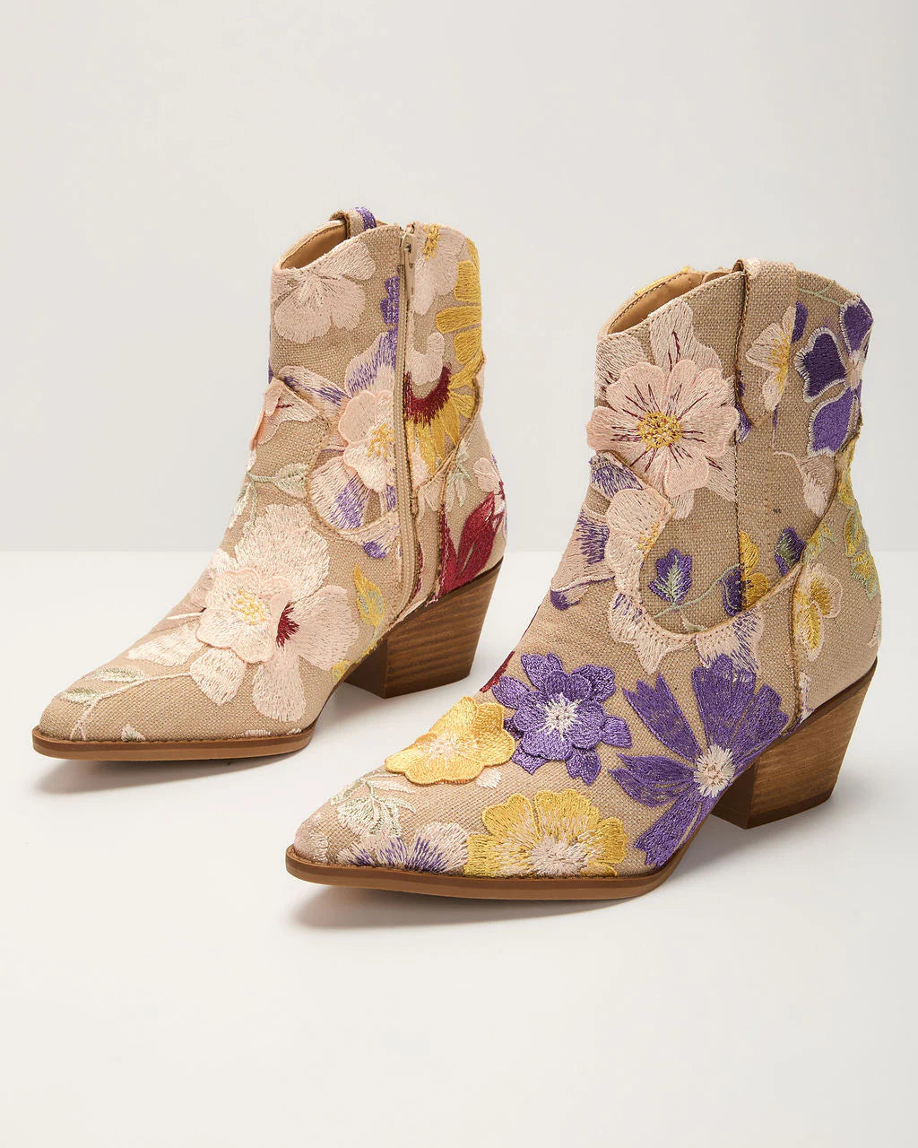 Sandrine Embroidered Floral Booties