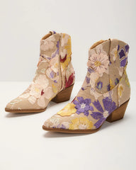 Sandrine Embroidered Floral Booties