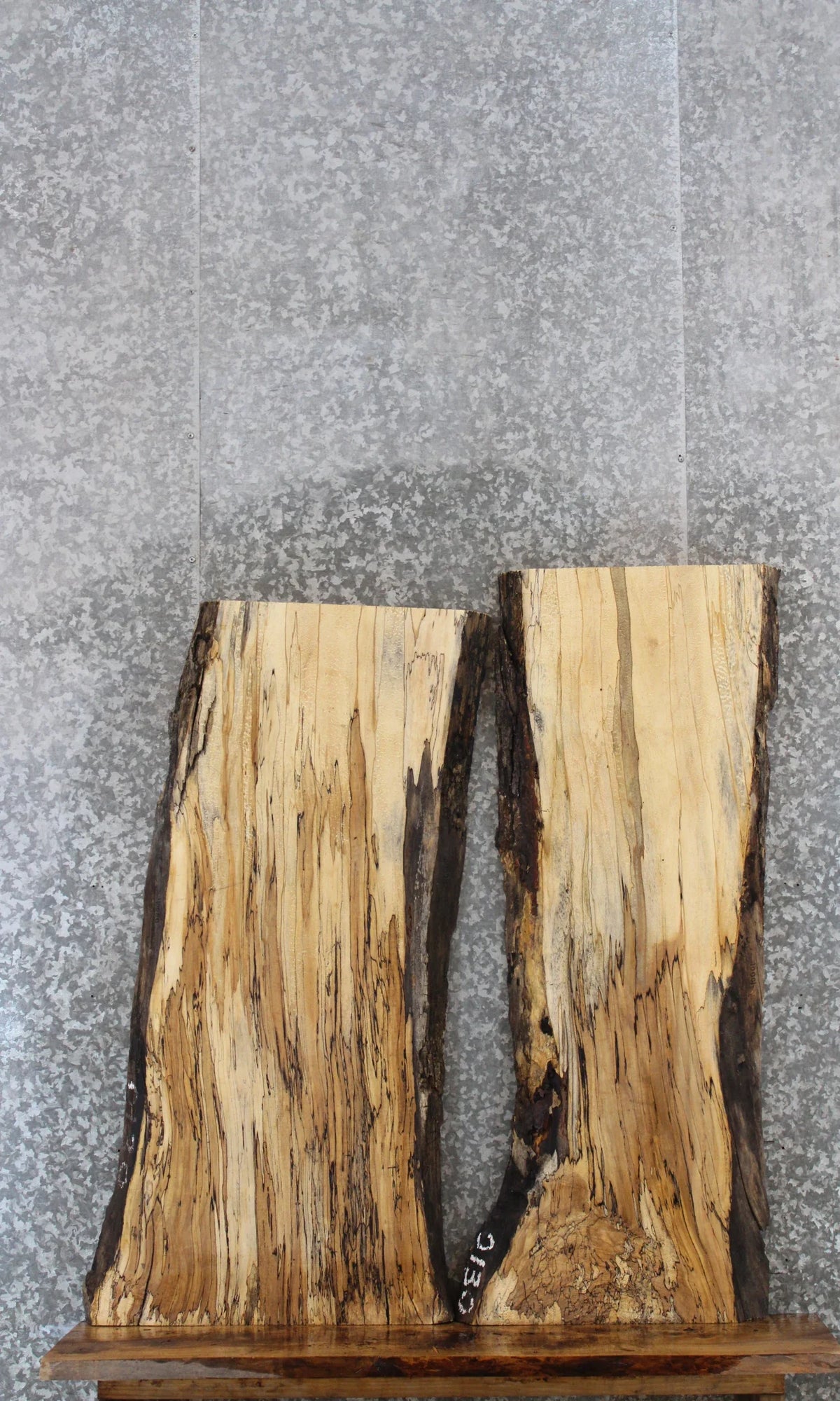 2- Natural Edge Maple Wood Slabs, Spalted, Figured Wood 40000-40001