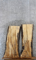 2- Natural Edge Maple Wood Slabs, Spalted, Figured Wood 40000-40001