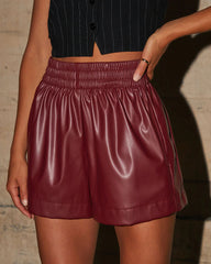 Fletcher Faux Leather Elastic Waist Shorts