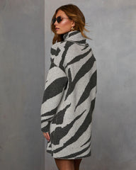 Lizbeth Zebra Print Turtleneck Sweater Dress