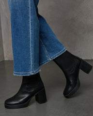 Teo Faux Leather Platform Heeled Boots