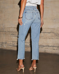 Bea Distressed Cropped Mom Jeans