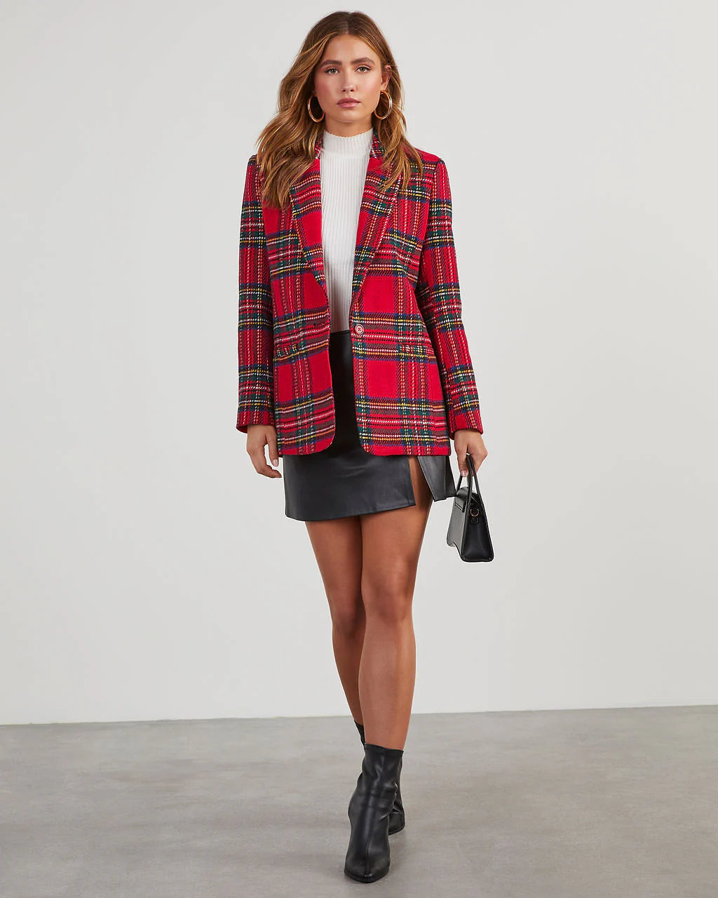 Eve Pocketed Plaid Blazer