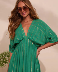 Haylee Flowy Metallic Stitch Midi Dress