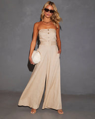 Kylan Linen Blend Belted Strapless Jumpsuit