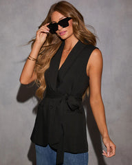 Romance Ready Waist Tie Blazer Vest
