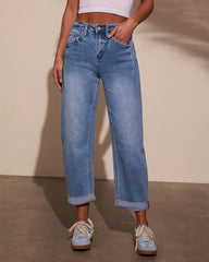 Golden Days Mid Rise Cuffed Barrel Jeans