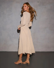 Sweet Desire Pintuck Knit Midi Dress