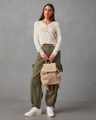 Suzanne Ribbed Knit Henley Top