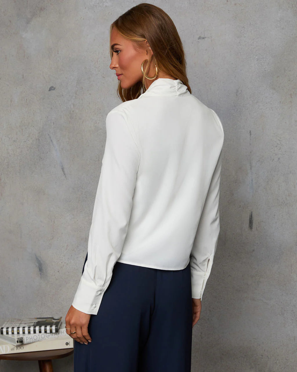Kadie Neck Tie Long Sleeve Top