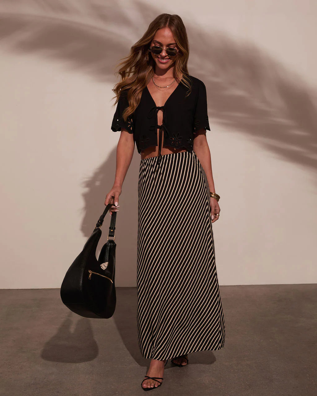 Lola Floral Eyelet Front Tie Top
