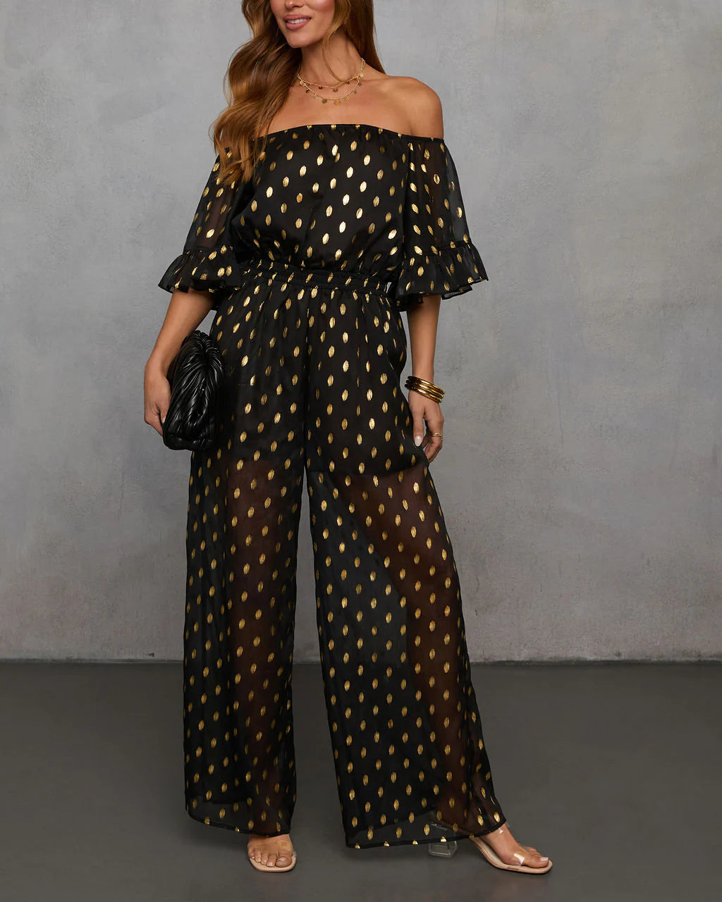 Heartfelt Chiffon Off Shoulder Jumpsuit