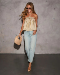 Its Her Moment Pleated Halterneck Top