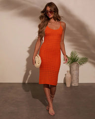 Copacabana Beach Crochet Knit Midi Dress