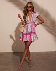 Spring Days Abstract Colorblock Mini Dress
