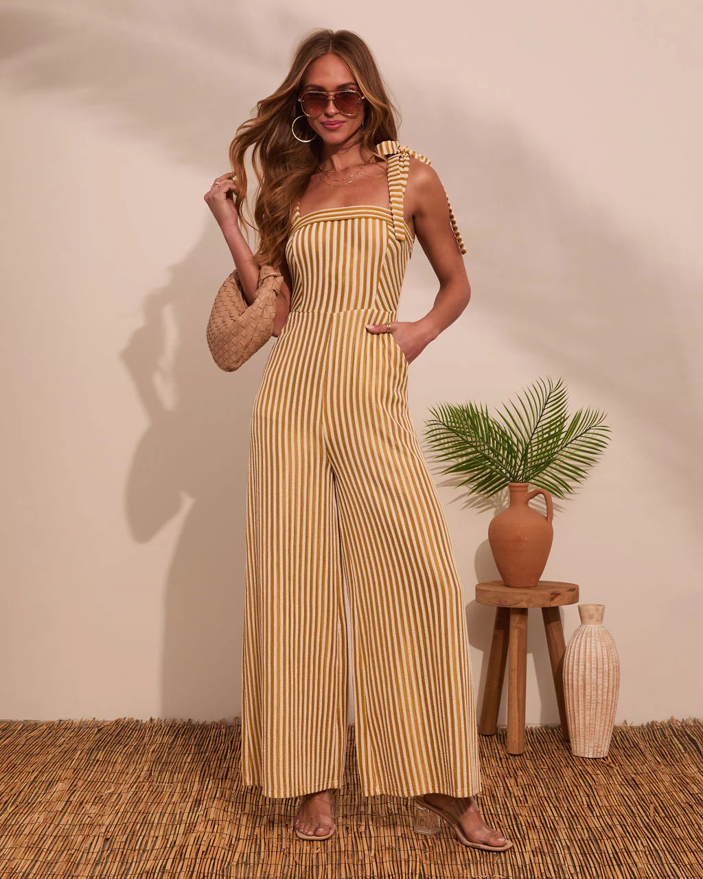 Meet Me Here Striped Fleece Jumpsuit