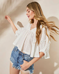 Reine Eyelet Babydoll Top