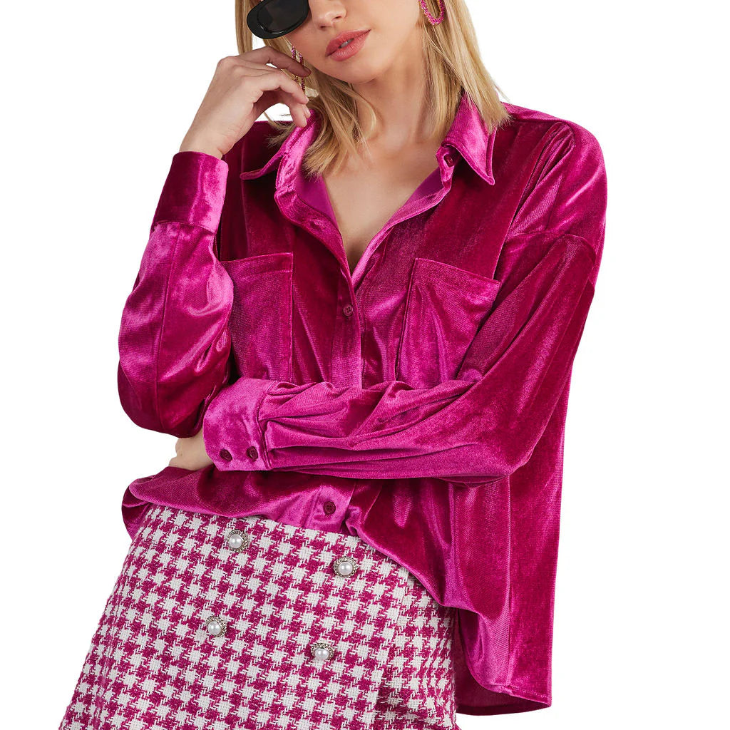 Magical Wonder Velvet Button Down Top