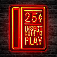 Retro Gaming Neon Sign USB Powered for Kids Room Decor,Insert Coin to Play Neon Sign Dimmable LED Neon Light Sign for Playroom Light Man Cave Game Room Bar