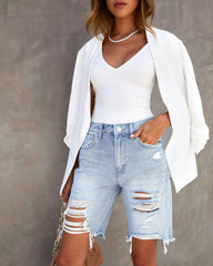 Ayla Distressed Bermuda Jean Shorts