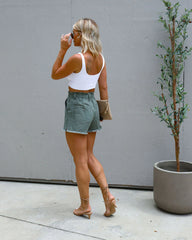 Viall Pocketed Paper Bag Denim Shorts