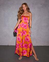 Ever Bloom Satin Floral Jumpsuit