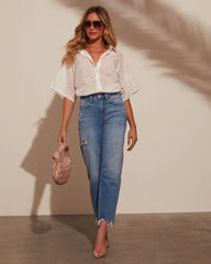Sweet Tea Button Down Eyelet Top