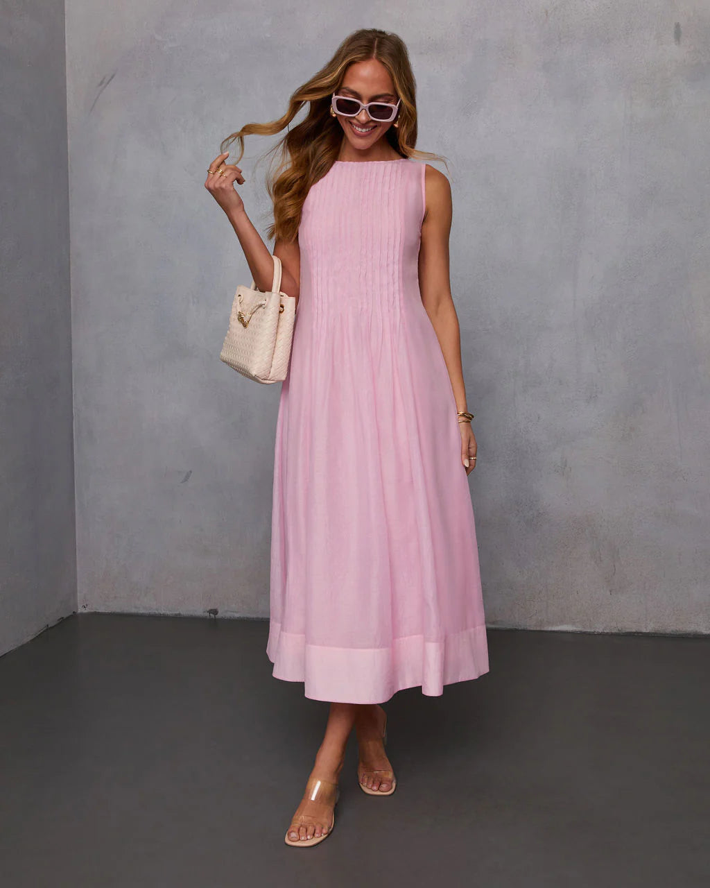 Shes Timeless Pintuck Organza Midi Dress
