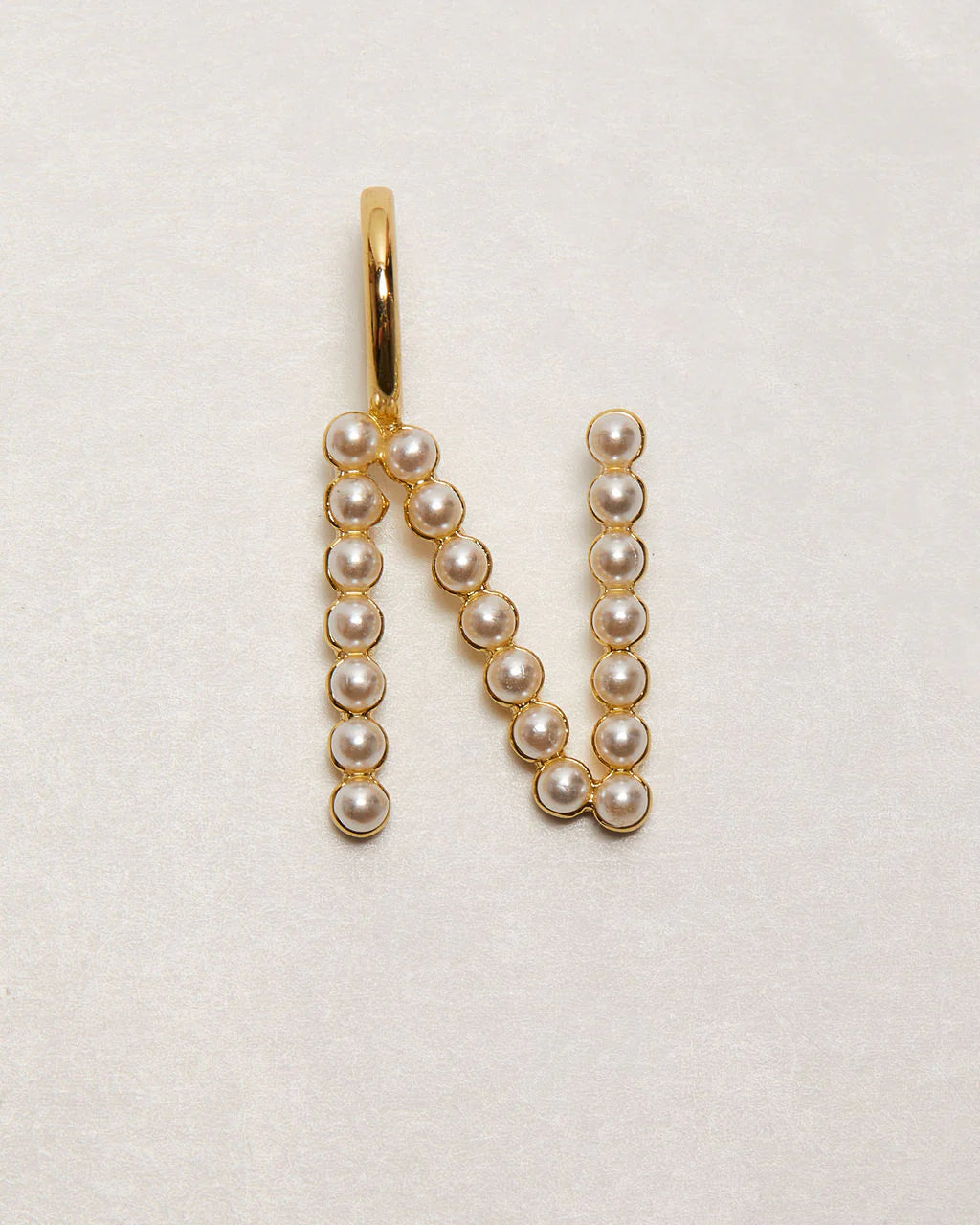 Pearl Letter 14k Plated Charm