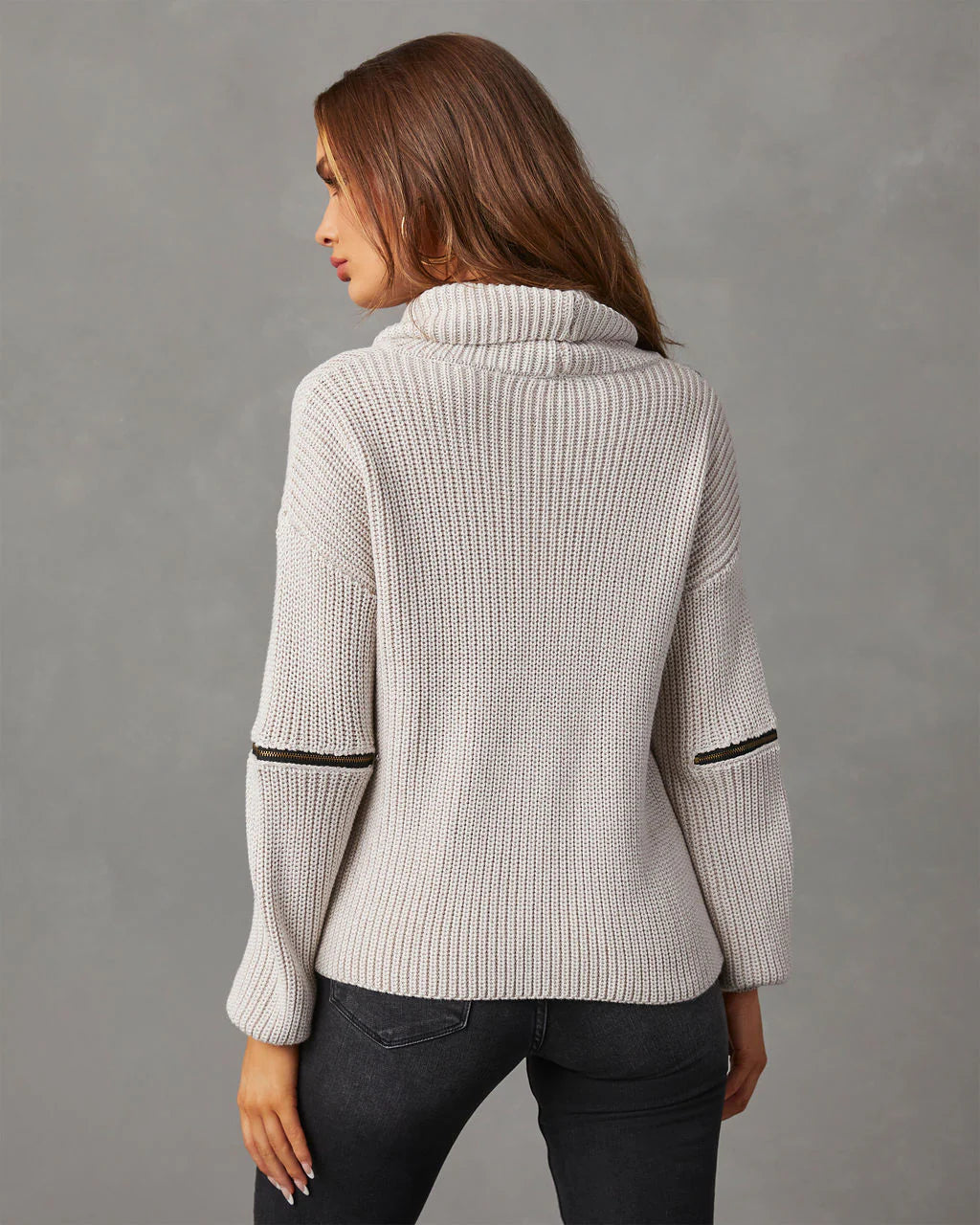 Shoreditch Cotton Blend Zip Sleeve Knit Sweater