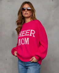 Cheer Mom Knit Pullover Sweater - Cream