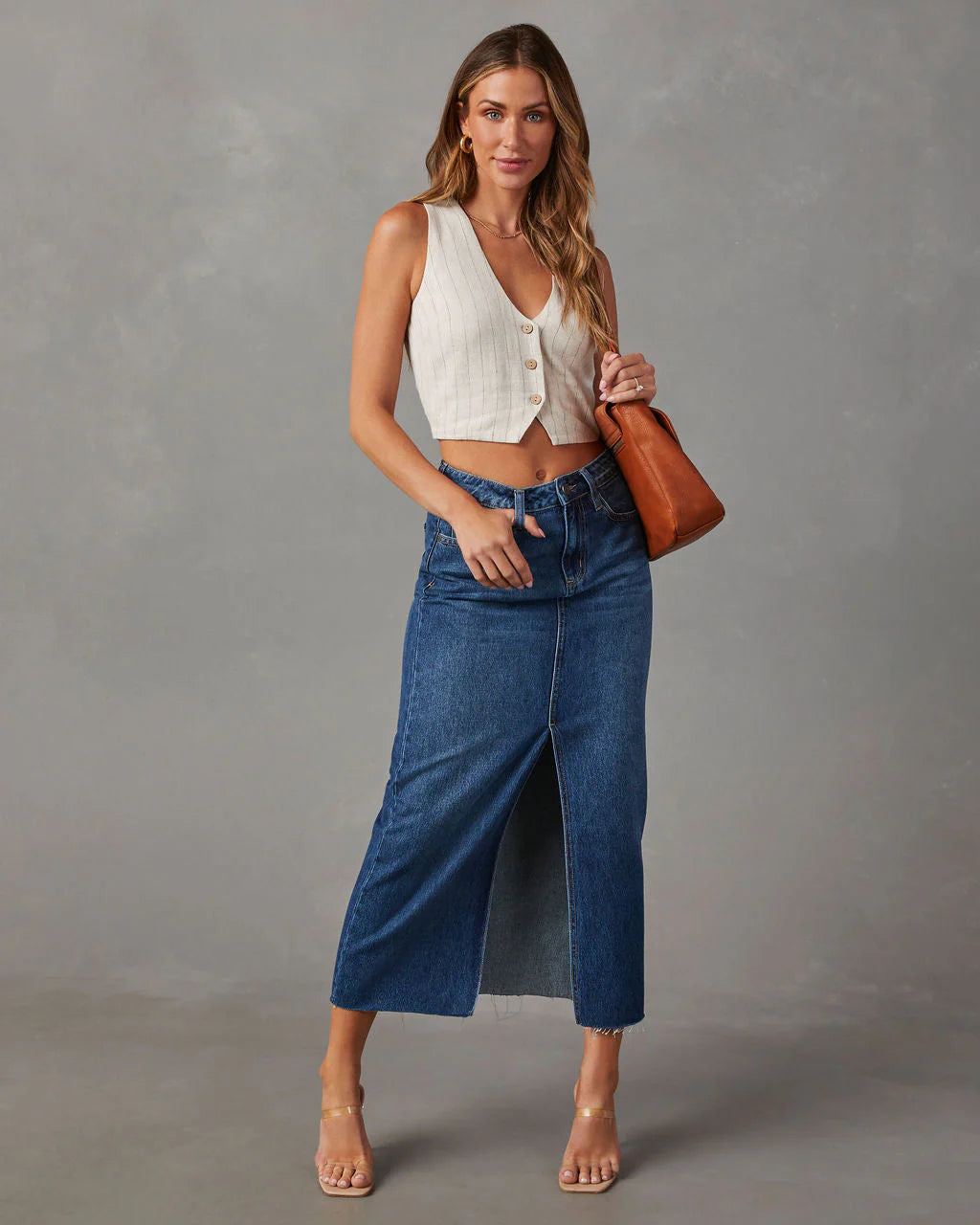 Erelina Linen Pinstripe Vest