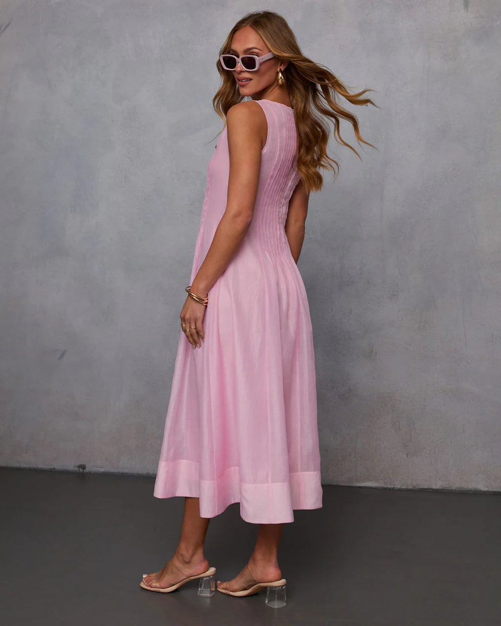 Shes Timeless Pintuck Organza Midi Dress