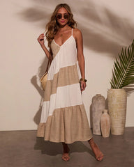 Oceanfront Striped Maxi Dress