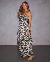 Albella Tiered Abstract Midi Dress