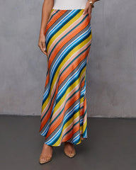 Jenna Slip Striped Midi Skirt