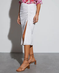 Jenny Ruched Eyelet Midi Skirt