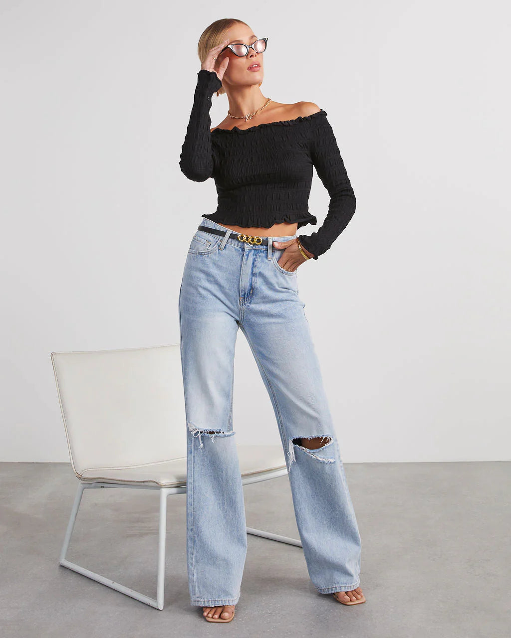 Yes Please Smocked Off The Shoulder Top