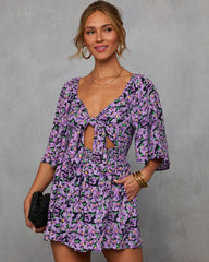 Gentle Garden Front Tie Cutout Romper