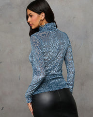 Tessy Velvet Burnout Turtleneck Top